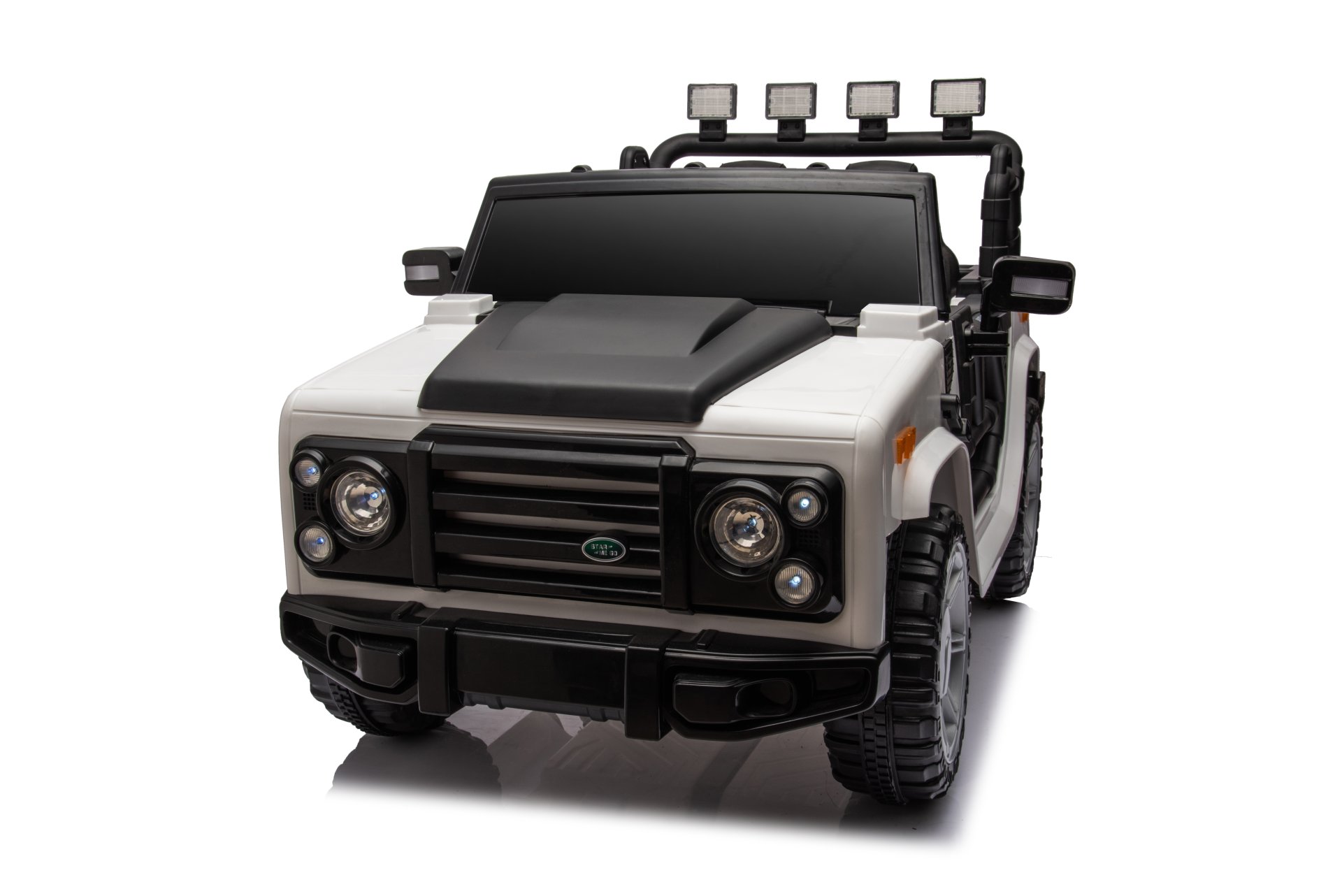 12V7A 30W*2 Four-Wheel Drive Leather Seat One Button Start, Forward And Backward, High And Low Speed, Music, Front Light, Power Display, Two Doors Can Open, 2.4G R / C, Seat Belt Four Wheel Absorber - White / Black - Image 6