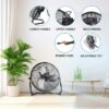 3 Speed High Velocity Industrial Heavy Duty Metal Floor, Fan With Tilting Head For Outdoor / Indoor Use - Black - Image 8