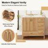 36" Bathroom Vanity, 2 Soft Close Doors, 4 Soft Close Drawers, Adjustable Shelf, Storage Cabinet - Acacia Wood - Image 9