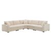 Convertible L Shaped Sectional Corner Couch With Armrest Storage Cup Holders USB Charger, Irregular Corner Oversized Comfy Modular Sofa - Beige - Image 21