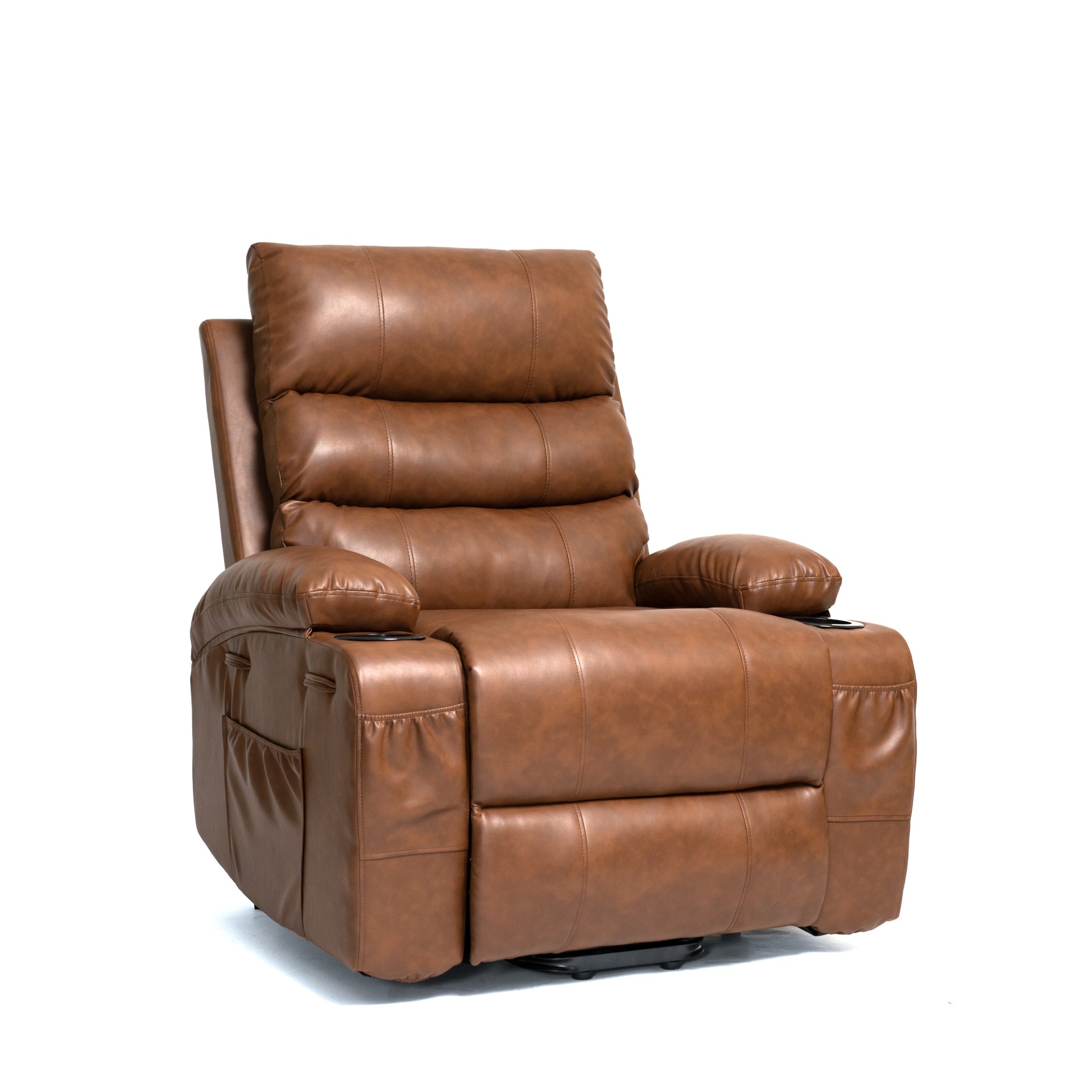 Electric Power Lift Recliner Chair Sofa, Vibration Massage, And Cup Holders - Brown - Image 7