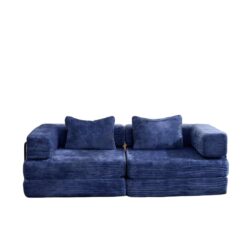 Convertible Floor Sofa Bed With Fixed Shape Frame, Loveseats Boneless Modular Sectional, For Living Room - Dark Blue