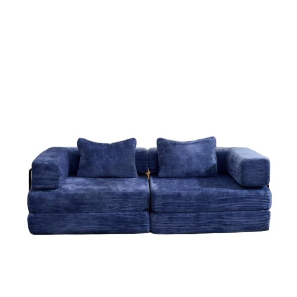 Convertible Floor Sofa Bed With Fixed Shape Frame, Loveseats Boneless Modular Sectional, For Living Room - Dark Blue
