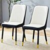 Modern 2 Tone Dining Chairs With Gold Decorated Legs (Set of 2) - White / Black - Image 16