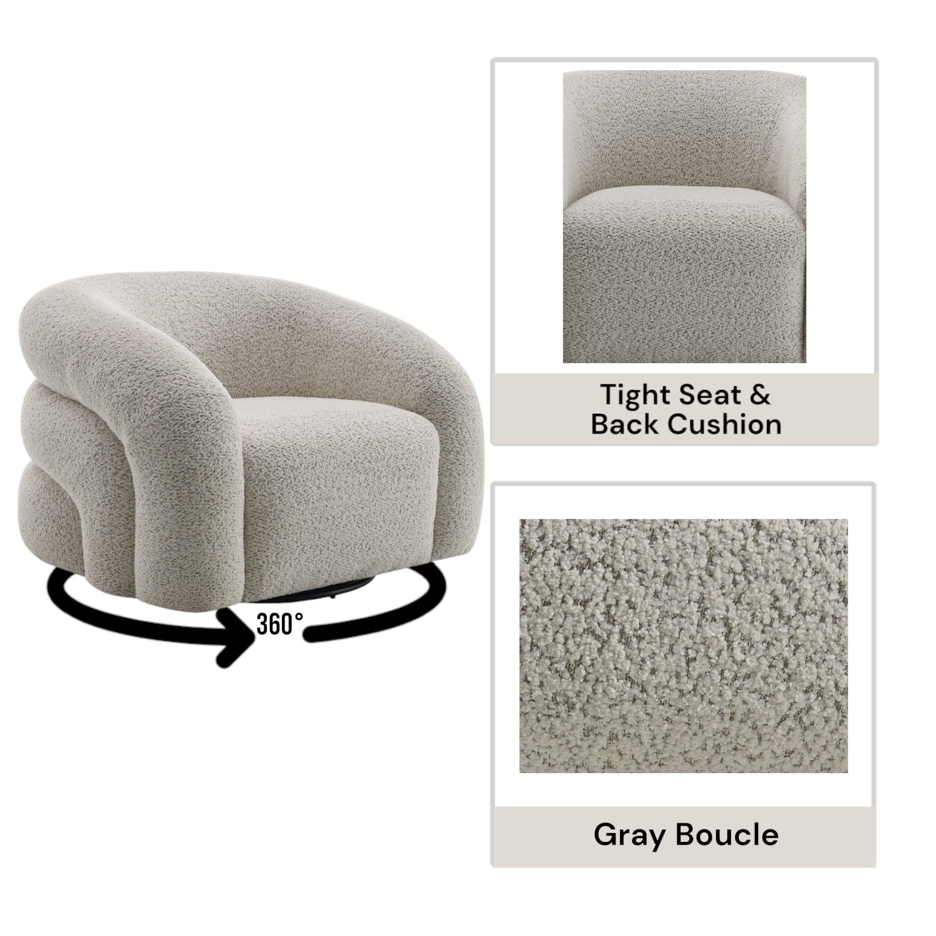 Irma - Chair With Swivel - Gray - Image 4