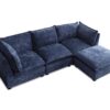 Modern Sectional L-Shape Sofa With Convertible Ottoman For Living Room - Blue - Image 2