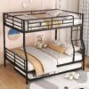Full Long Over Queen Metal Bunk Bed With Trundle - Black - Image 13