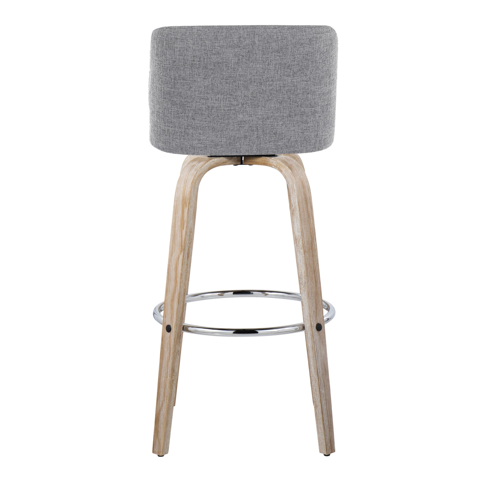 Toriano - Contemporary Fixed Height Barstool With Swivel With Round Footrest (Set of 2) - Whitewashed / Gray - Image 5