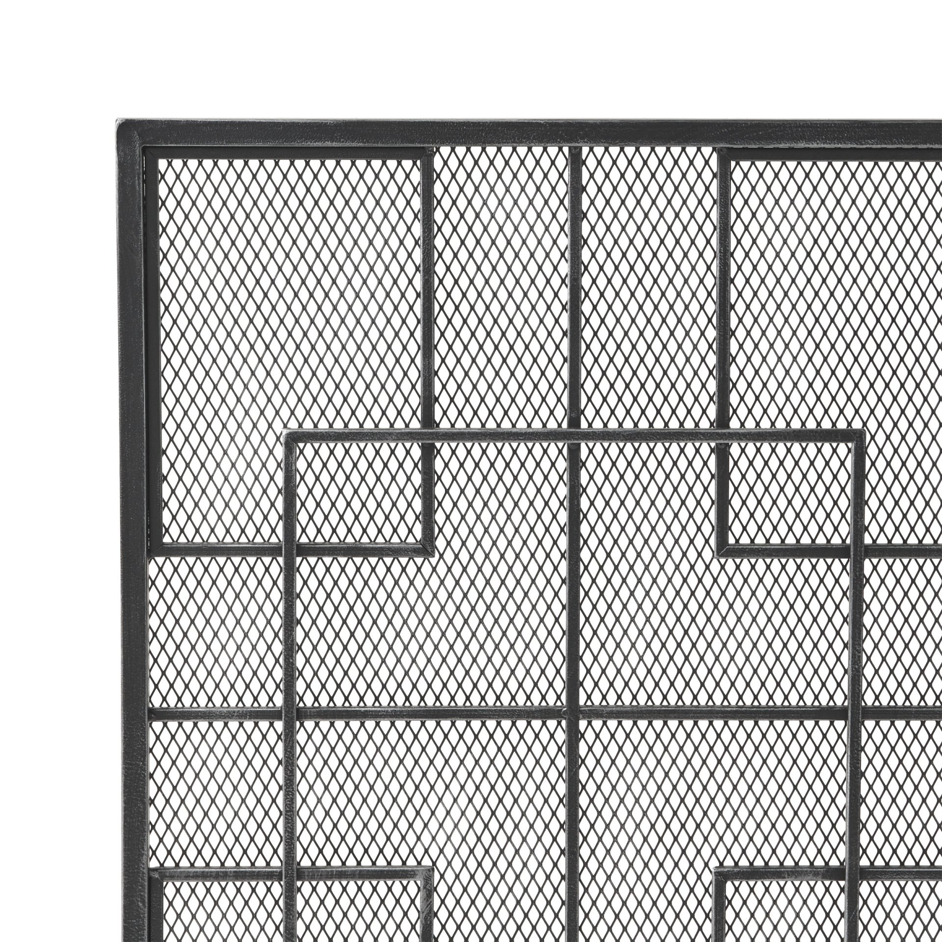 Dorothy - Modern Single Panel Iron Fire Screen With Geometric Pattern - Black / Sliver - Image 8