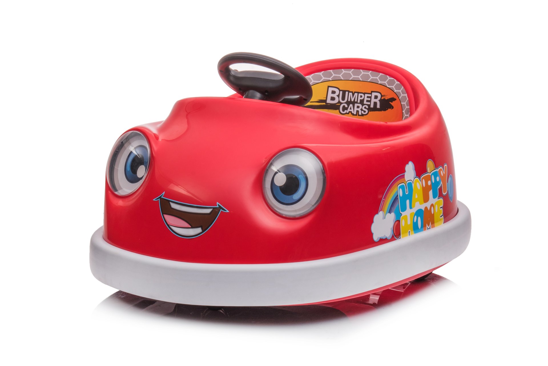 Bumper Car For Kids, 12V Dual Drive 1-6 Years Old Children's Electric Car With Pushrod Dinner Plate USB Bt Music Rocking Horse Mode Anti-Collision Bumper Ride On Car - Red - Image 5