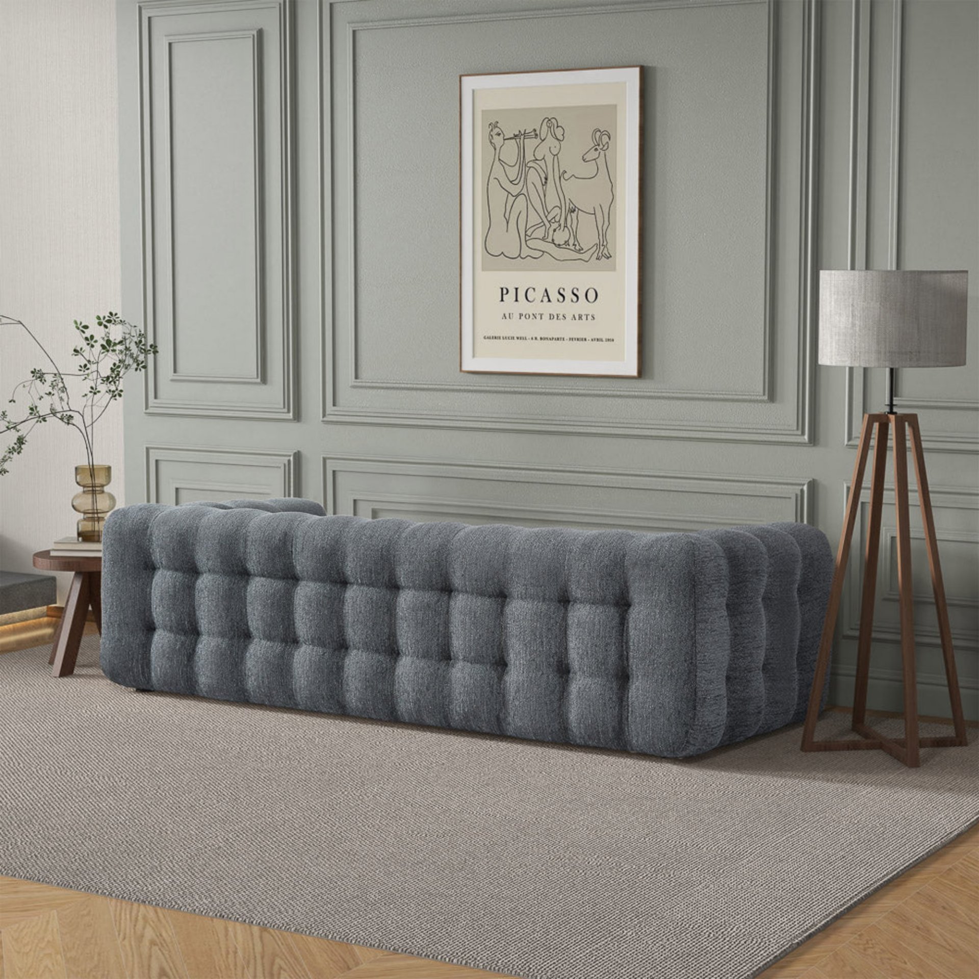 Eden - Modern Tufted Chesterfield Sofa - Gray - Image 10
