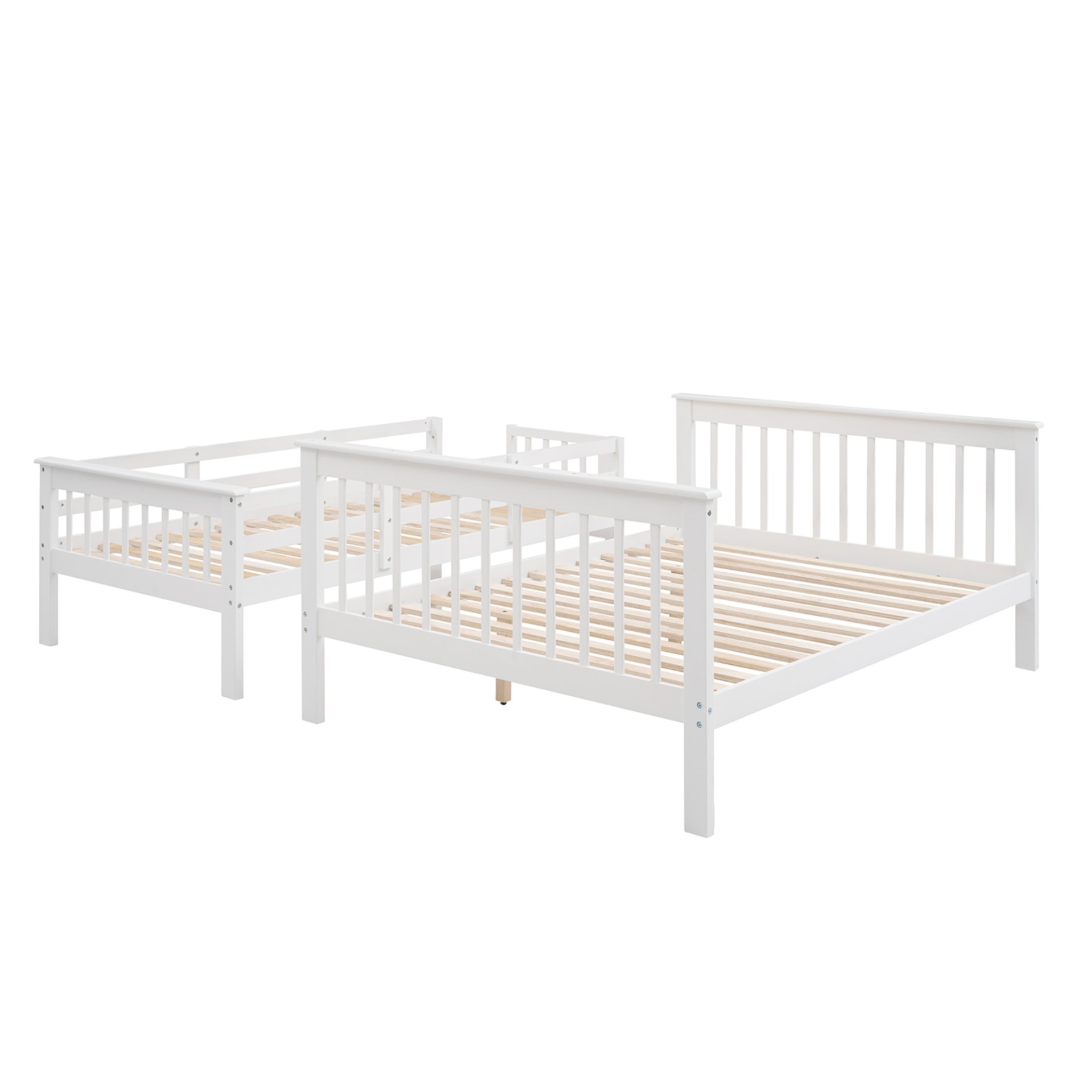 Twin Over Full Bunk Bed Stairway With Storage And Guard Rail For Bedroom - White - Image 9