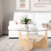 U - Shaped Contemporary Coffee Table - Natural / Clear - Image 5