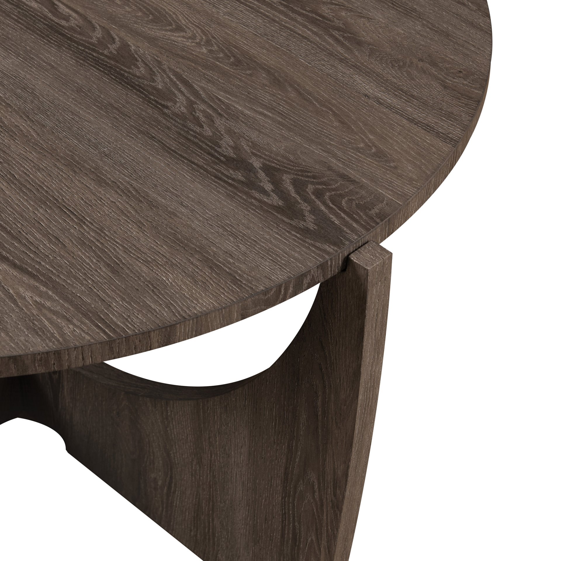 Contemporary Open Arch Base Round Coffee Table - Cerused Ash - Image 5