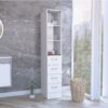 Linen Cabinet, 3 Shelves, 4 Drawers And Metal Handles - White - Image 2