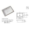 18 X 12" Elegant Ceramic Rectangular Undermount Bathroom Sink With Overflow - White - Image 3