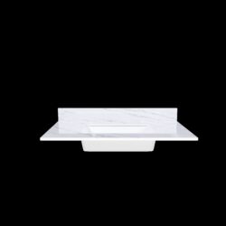 Bianco Carrara Venato Marble Vanity Top With Undermount Sink And Backsplash - White
