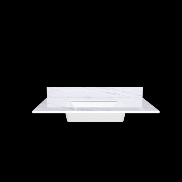 Bianco Carrara Venato Marble Vanity Top With Undermount Sink And Backsplash - White