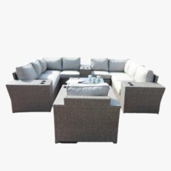 Outdoor 7 Person Conversation Set With Cushions, All Weather - Gray Mix