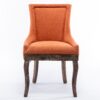 Ultra Side Dining Chair,Thickened Fabric Chairs With Neutrally Toned Solid Wood Legs, Bronze Nail Head (Set of 2) - Orange - Image 4