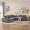 Modular L Shaped Sectional Sofa, Luxury Floor Couch Set, Upholstered Indoor Furniture, Foam - Filled Sleeper Sofa Bed 5 Pieces Free Combination - Gray - Image 15