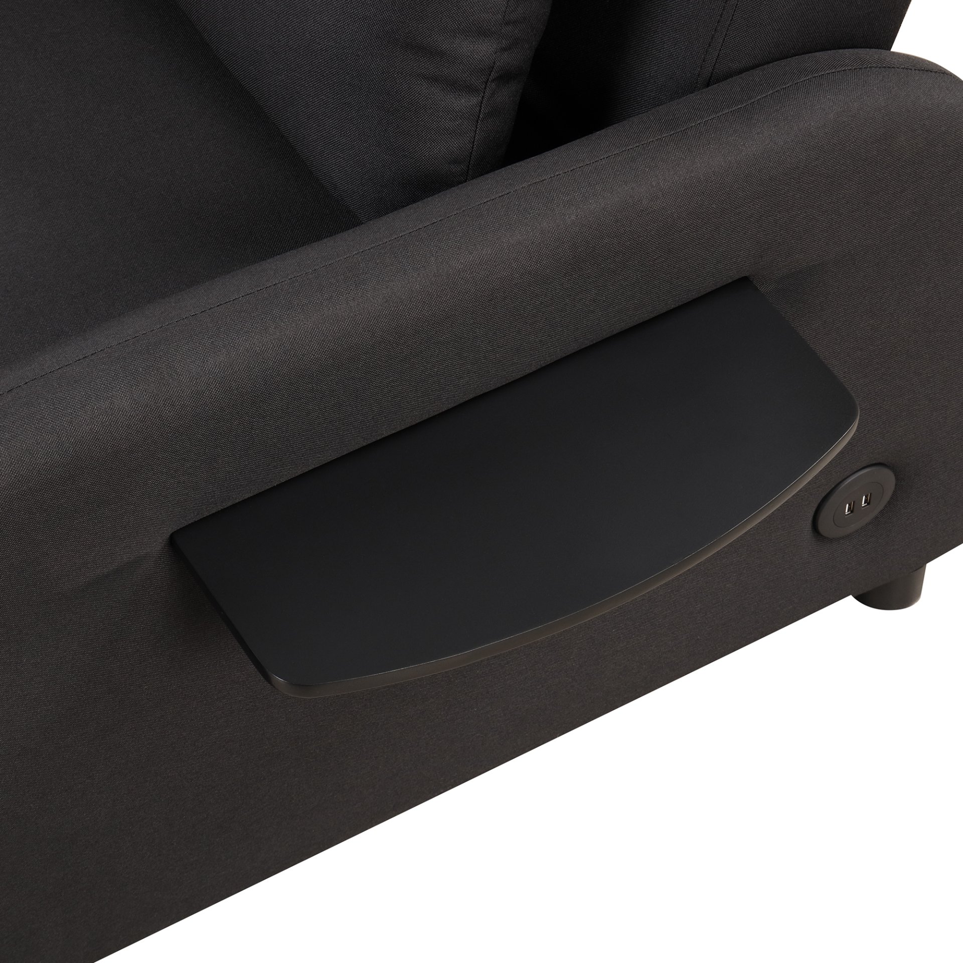 3 In 1 Pull Out Sofa Sleeper With Wing Table And USB Charge - Black - Image 26