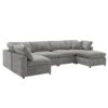 Modern Modular Cloud Sofa Bed, 6 Seat Chenille Sectional Couch Set With Ottoman, Free Combination, Convertible U Shaped Sleeper Sofa - Gray - Image 5