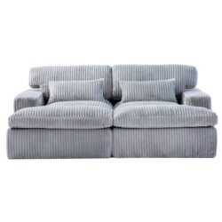 Double Chaise Lounge Chair Indoor, Oversized Upholstered Sleeper Cloud Couch, Deep Seat Sofa Bed - Gray