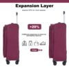 3 Piece Set (18/Travelbag /Toiletry Bag), Softshell Suitcase Spinner Wheels Terylene Polyester Luggage Sets Carry On Suitcase Luggage Lightweight Durable Suitcase - Wine Red - Image 14