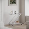 Modern Z Shaped Bar Cart With Tempered Glass Shelves - Silver - Image 6
