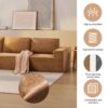 Modular Sectional With Wide Seat Free Combination L Shaped Couch Set Cloud Upholstered Minimalist Boneless Sofa - Brown - Image 18
