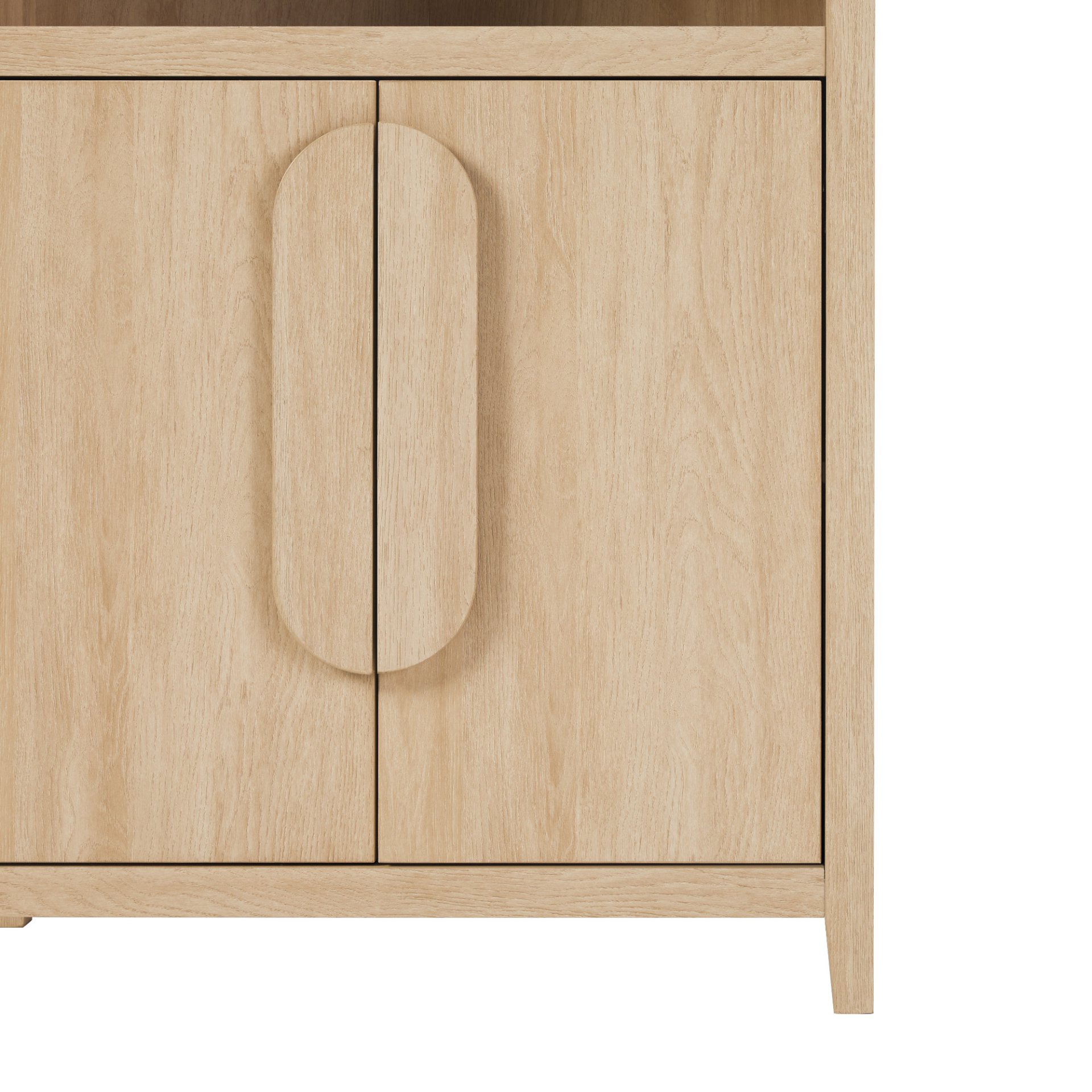 Modern 3 Shelf Open Arched Bookcase Cabinet - Oak - Image 4