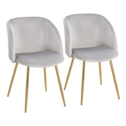 Fran - Pleated Waves Contemporary Chair (Set of 2) - Gold / Pleated Silver Waves