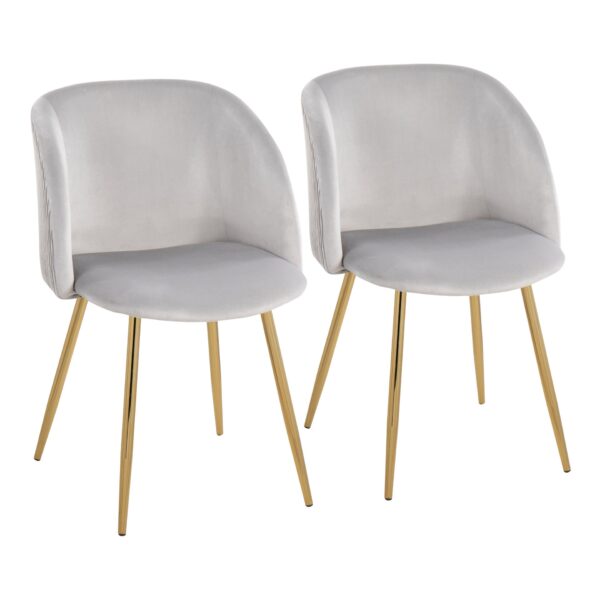 Fran - Pleated Waves Contemporary Chair (Set of 2) - Gold / Pleated Silver Waves