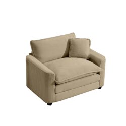 Classic Modern Corduroy Fabric Single Chair Deep Seat Sofa With Pillow - Tan