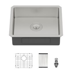 Ada Compliant - Undermount Kitchen Sink, Single Bowl Low Depth Basin, 16 Gauge T304 - Brushed Nickel