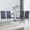 Armless Dining Chairs, Grid And Buckle Design Of The Back (Set of 4) - Gray - Image 2