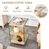 Modern 3 Layer Bedside Cabinet With Storage Function In Wood And Tempered Glass - Wood - Image 6