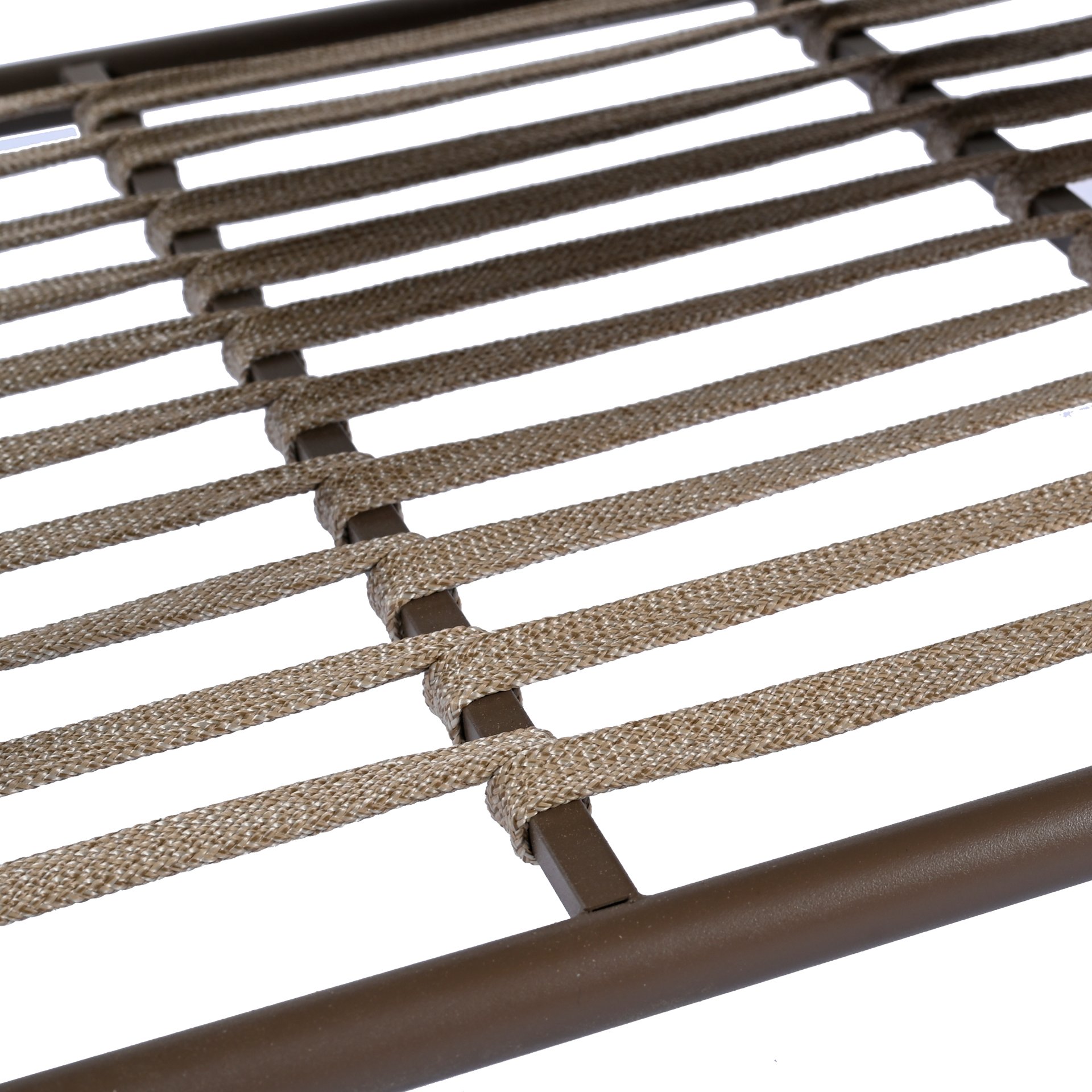 4 Piece Outdoor Patio Furniture Set, Metal Chairs With Woven Rope U Shaped Backrest, Outdoor Conversation Set With Thick Cushions And Coffee Table For Garden, Poolside, Balcony - Brown / Beige - Image 26