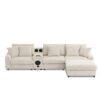 Sectional With Bluetooth Speakers L Shaped Couch With Console USB Charger, Cup Holders Storage Ottoman Deep And Wide Seat Cloud Sofa - Cream - Image 4