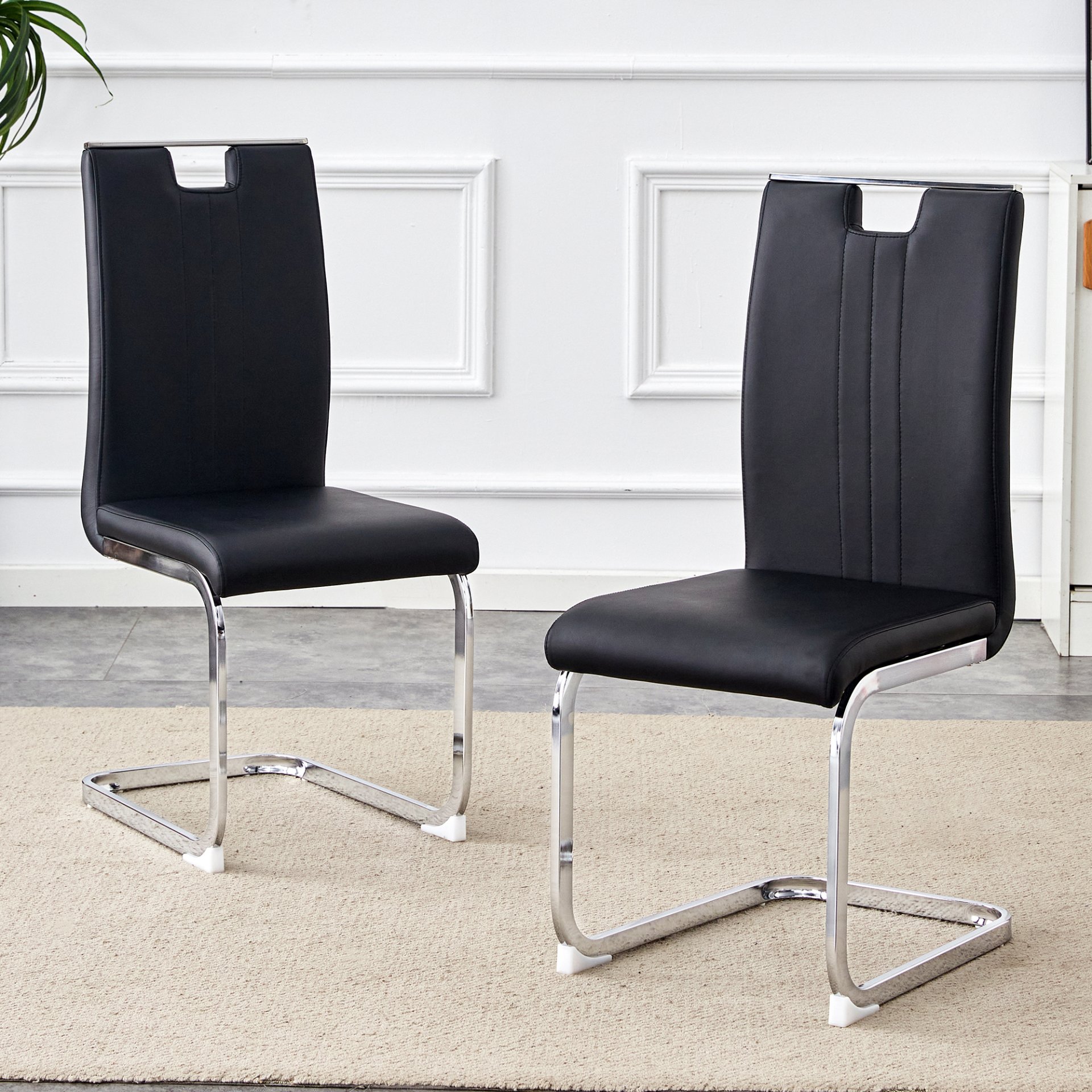 (Set of 4) Material Bow Shaped Chairs Perfectly Integrated Into Industrial And Modern Home Design - Black - Image 7