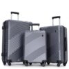 3 Piece Luggage Sets Lightweight Suitcase With Two Hooks, Spinner Wheels, (20/24/28) - Gray - Image 4