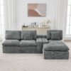 Cloud Sectional Sofa Upholstered Sofa Couch With Double-Layer Cushion And Side Pockets, Free Combined Sectional Sofa Full Compressed Sofa For Living Room - Gray - Image 7