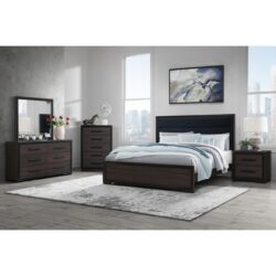 Adelaide - 5 Piece King Bedroom Set And Upholstered Headboard - Brown