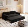 Queen Pull Out Sofa Bed, 3 In 1 Convertible Sleeper Sofa With Side Storage Multifunctional Velvet Loveseat Bed For Living Room - Black - Image 5