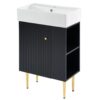 Bathroom Vanity, Combo Cabinet, Bathroom Storage Cabinet, Single Ceramic Sink, Right Side Storage - Black - Image 15