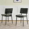 Modern Dining Chair (Set of 2) Fabric Upholstered With Black Metal Legs, Home And Bedroom Use - Gray - Image 4