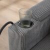 Convertible Chaise Lounge Sofa Chair Corduroy Sleeper With USB Ports, Cup Holders, Storage - Gray - Image 8