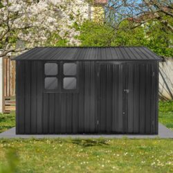 10'x8' Garden Sheds Outdoor Storage Sheds With Window - Dark Gray