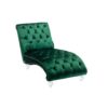 Velvet Button Tufted Upholstered Chaise Lounge Chair With Pillow For Bedroom Living Room Office - Emerald - Image 12